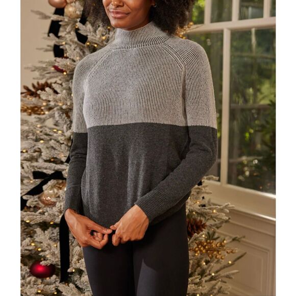 Summersalt Two-Tone Cashmere Merino Wool Turtleneck Sweater Small - Picture 3 of 14